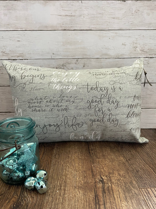 Light Brown Faux Leather/Family Print Pillow Cover - Style 1